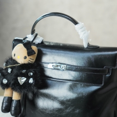 Balo HM Retro Da Bò Trơn 30cm Màu Đen