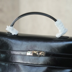 Balo HM Retro Da Bò Trơn 30cm Màu Đen