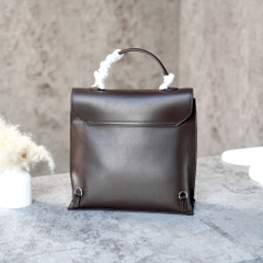 Balo Retro Hàn Quốc Da Lộn Size 26cm Màu Nâu Cafe