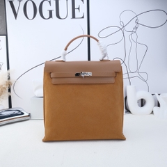 Balo Retro Made In Korea Da Bò 26cm Màu Be