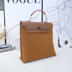 Balo Retro Made In Korea Da Bò 26cm Màu Be