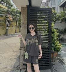 Bộ Quần Áo Hàn Quốc Chữ Oniginal Màu Xám