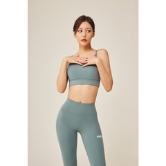 Bộ Áo Bra Và Quần Legging NERDY FIT Slim Cotton Màu Xanh Green