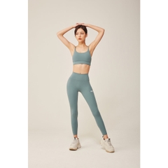 Bộ Áo Bra Và Quần Legging NERDY FIT Slim Cotton Màu Xanh Green