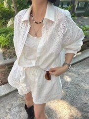 Bộ ren trắng lỗ thoáng
