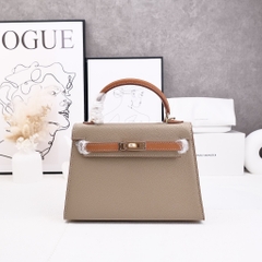 Túi Xách Hermes Remake Korea Kelly Nâu 2 Màu Size 22cm