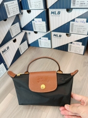 Túi Longchamp Đen Nắp Nâu