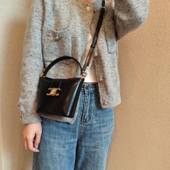 Túi Cầm Tay Celine Remake Korea Mini Bucket Da Bê Non 14cm