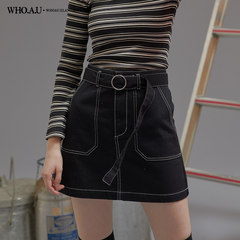 Chân Váy Bò Whoau WHWHA2351F Màu Đen