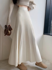 Chân váy len xếp ly xoè đen - trắng