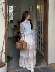 Chân váy ren hai tầng