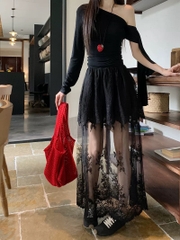 Chân váy ren hai tầng