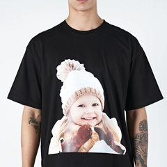 Áo Phông ADLV Baby Face Bé Đội Mũ Len Màu Đen
