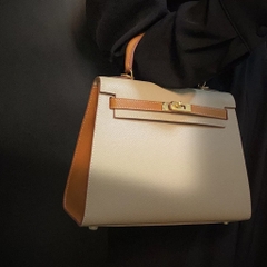Túi Xách Hermes Remake Korea Kelly Nâu 2 Màu Size 22cm