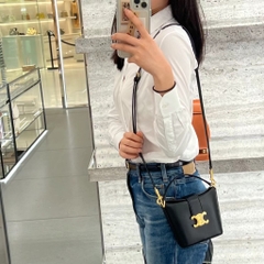 Túi Cầm Tay Celine Remake Korea Mini Bucket Da Bê Non 14cm