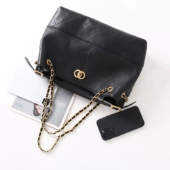 Túi Chanel Shopping Bag Remake Hàn Khoá Tròn Da Bê 35cm Màu Đen