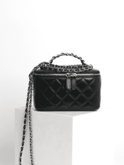 Túi Chanel Korea Vanity Handle Black Remake Korea Da Bò Size 17cm
