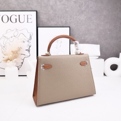 Túi Xách Hermes Remake Korea Kelly Nâu 2 Màu Size 22cm