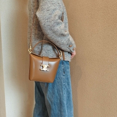 Túi Cầm Tay Celine Remake Korea Mini Bucket Da Bê Non 14cm