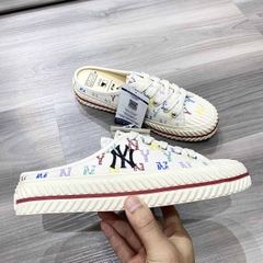 Giày Mule MLB Monogram Logo NY 32SHSM111-50W Màu Trắng