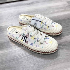 Giày Mule MLB Monogram Logo NY 32SHSM111-50W Màu Trắng