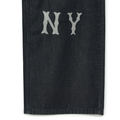 Quần Bò Denim Ống Rộng MLB Logo Thêu Màu Đen