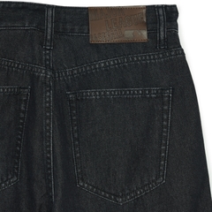 Quần Bò Denim Ống Rộng MLB Logo Thêu Màu Đen