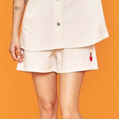 Quần Shorts Nữ MLB Denim Chữ B Đỏ 3FDPH0133-43CRS Màu Trắng
