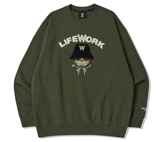 Áo Nỉ Lifework Logo Chó Mặt Ngầu Màu Xanh 2023