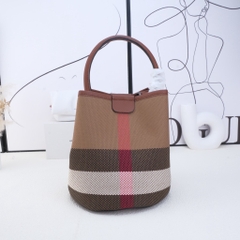 Túi Bucket Thiết Kế Korea Vải Canvas Màu Nâu