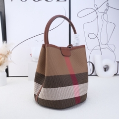 Túi Bucket Thiết Kế Korea Vải Canvas Màu Nâu