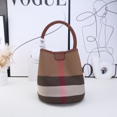 Túi Bucket Thiết Kế Korea Vải Canvas Màu Nâu