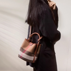 Túi Bucket Thiết Kế Korea Vải Canvas Màu Nâu