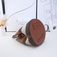 Túi Bucket Thiết Kế Korea Vải Canvas Màu Nâu