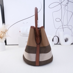 Túi Bucket Thiết Kế Korea Vải Canvas Màu Nâu