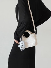 Túi Bucket Tote Korea Màu Kem Size 20 cm