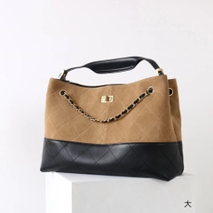 Túi Chanel Shopping Bag Bản Hàn Khoá Vuông Size 35cm Màu Nâu Vàng