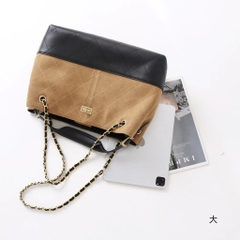 Túi Chanel Shopping Bag Bản Hàn Khoá Vuông Size 35cm Màu Nâu Vàng