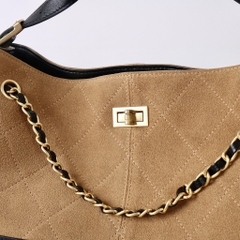 Túi Chanel Shopping Bag Bản Hàn Khoá Vuông Size 35cm Màu Nâu Vàng