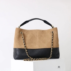 Túi Chanel Shopping Bag Bản Hàn Khoá Vuông Size 35cm Màu Nâu Vàng