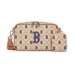 Túi Đeo Chéo MLB Dia Monogram Boston Red Sox 3ACRM013N-43SAL Màu Kem Size 23cm