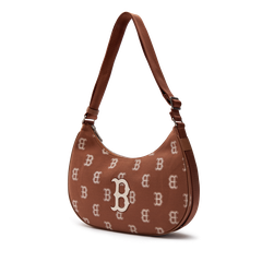 Túi Đeo Vai MLB Hobo Logo Chữ B Size 30cm Màu Nâu