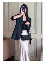 Túi Đeo Vai Rodeo Remake Korea Mini Clutch Màu Đen Khoá Bạc