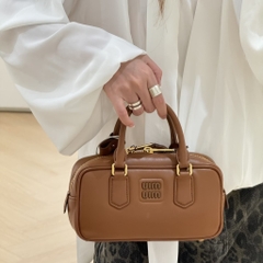 Túi Miumiu Bản Hàn Da Bê Size 22cm Màu Nâu Cafe