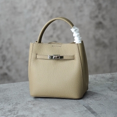 Túi Thiết Kế Hàn Mini Bucket Bag Da Bò Size 18cm Màu Be