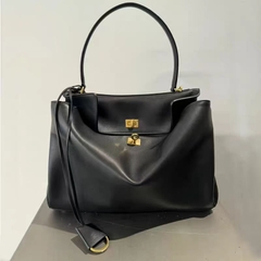 Túi Xách Balenciaga Rodeo Handbag Remake Korea Màu Đen Khoá Vàng