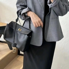 Túi Xách Balenciaga Rodeo Handbag Remake Korea Màu Đen Khoá Vàng