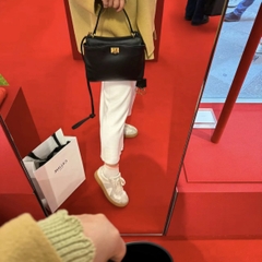 Túi Xách Balenciaga Rodeo Handbag Remake Korea Màu Đen Khoá Vàng