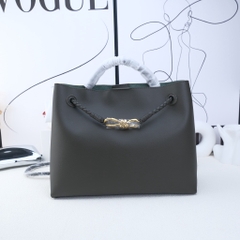 Túi Xách Bottega Veneta Andiamo Bản Hàn Da Bê Size 32 Màu Xanh Army