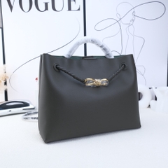 Túi Xách Bottega Veneta Andiamo Bản Hàn Da Bê Size 32 Màu Xanh Army